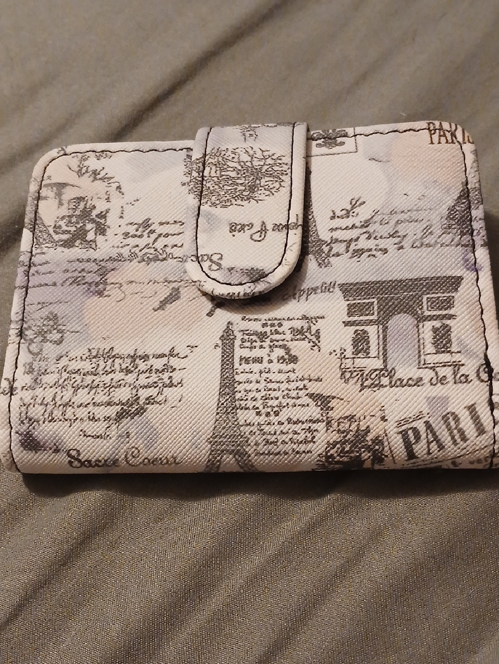 Paris Print Snap Wallet - Neutral Sketch Pattern